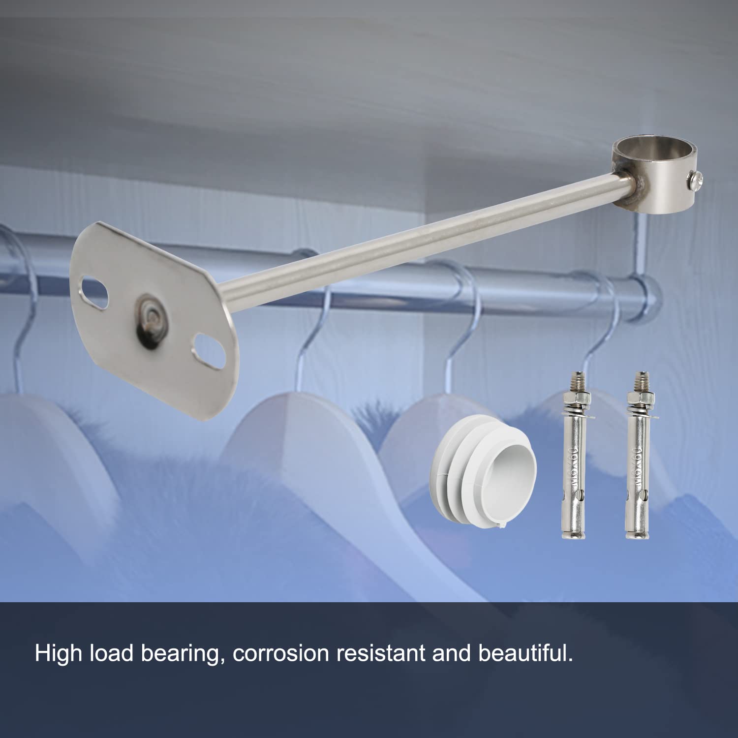 Aopin Closet Rod Brackets, 25Mm/1'' Curtain Rod Ceiling-Mount Brackets, Stainless Steel, Brushed Finish, Polished End Supports,